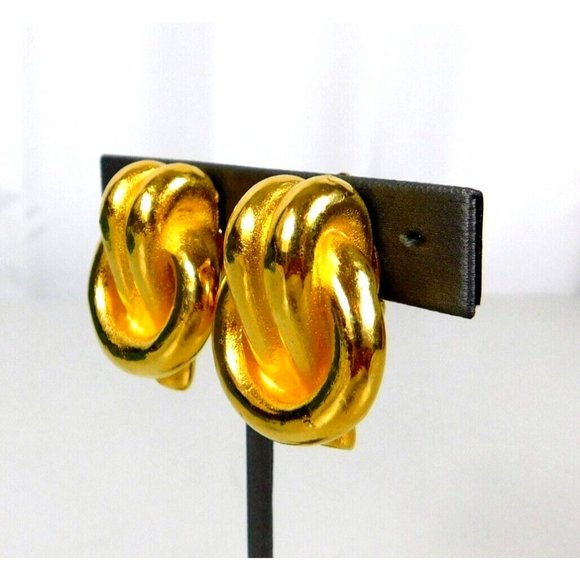 Gold Tone Door Knocker Clip on Earrings Womens Fashion Jewelry - Picture 4 of 7